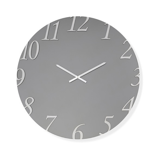 Orologio rotondo D60 cm GARRET in cristallo satinato Fumè e numeri Argento 