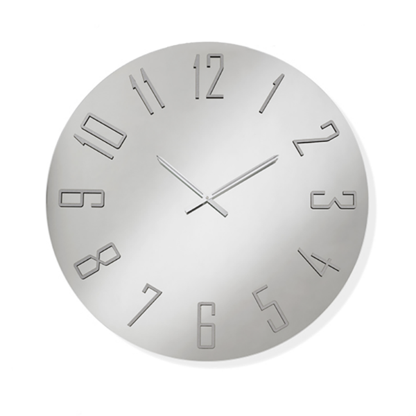 Runde Uhr OZIAS D60 cm aus klarem Kristall und silbernen Zahlen