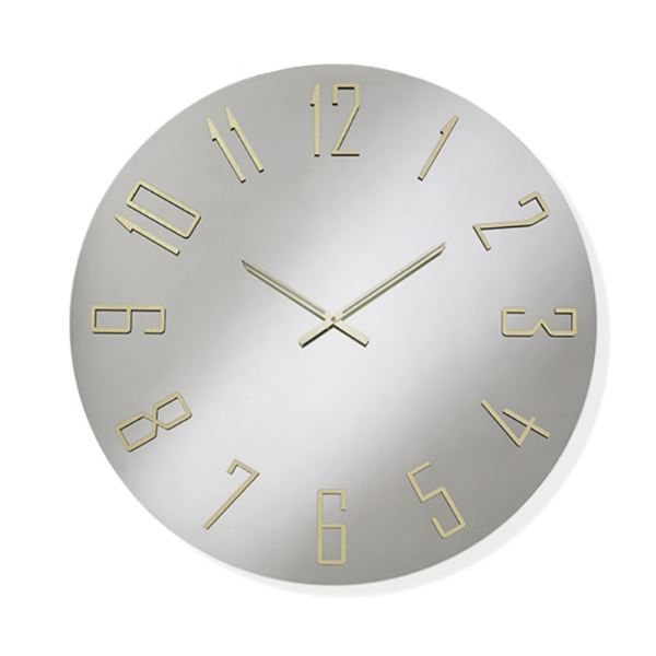 Orologio OZIAS rotondo D80 cm in cristallo Chiaro e numeri Oro