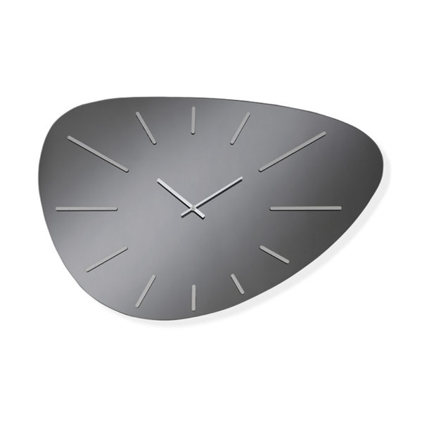 Orologio da parete 58x78 cm in cristallo Fumè e dettagli Argento GARY