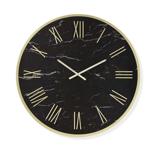 Orologio rotondo D60 cm in kerlite Nero con dettagli Oro BLAISE