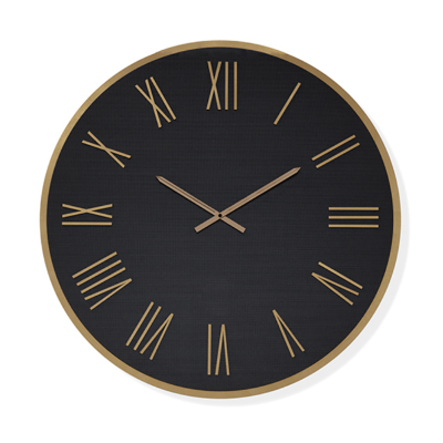 Orologio rotondo D60 cm in Laminam Nero con dettagli Rame LAZARUS