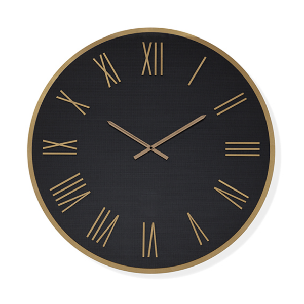 Orologio rotondo D60 cm in Laminam Nero con dettagli Rame LAZARUS