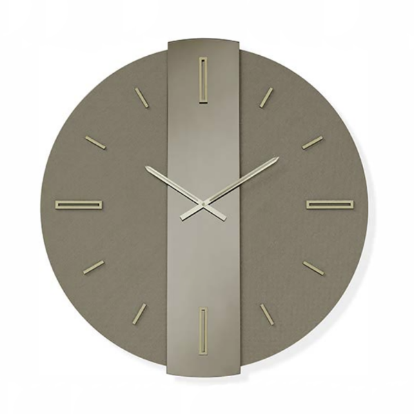 Horloge ronde D60 cm RIGGS en verre Laminam Slate Bronze avec détails dorés