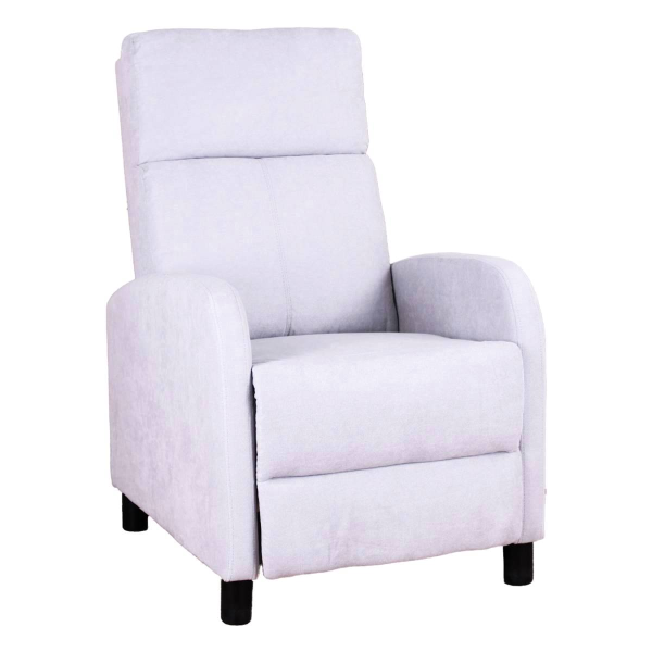 Fauteuil relaxant avec système d'inclinaison manuel confortable en tissu gris