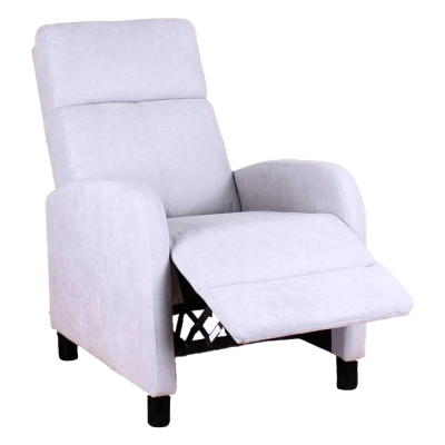 Fauteuil relaxant avec système d'inclinaison manuel confortable en tissu gris