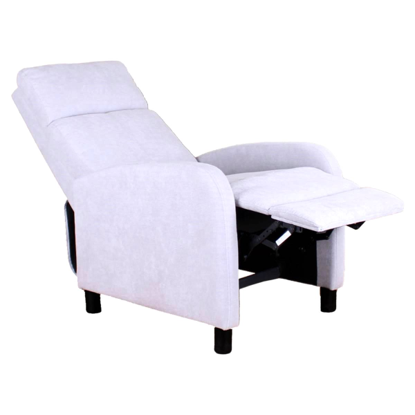 Fauteuil relaxant avec système d'inclinaison manuel confortable en tissu gris