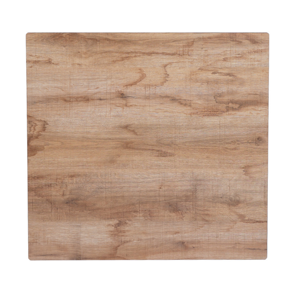 Tavolo bar pub ristorante da esterno 80x80 cm base bianca e piano in HPL Rovere Nodato H 74