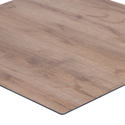 Tavolo bar pub ristorante da esterno 80x80 cm base bianca e piano in HPL Rovere Nodato H 74