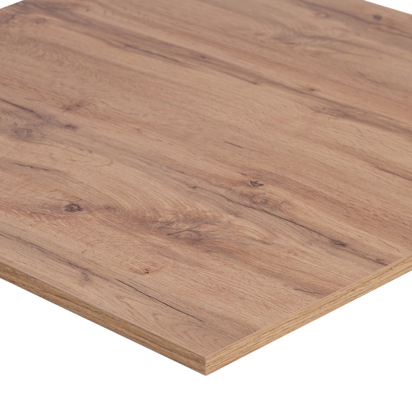 Tavolo bar pub ristorante 80x80 cm base argento e piano laminato Rovere Nodato H 75