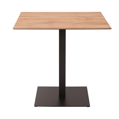 Square outdoor bar table 80x80 cm with knotted oak HPL top