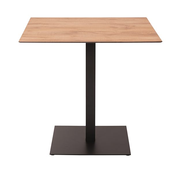 Square outdoor bar table 80x80 cm with knotted oak HPL top