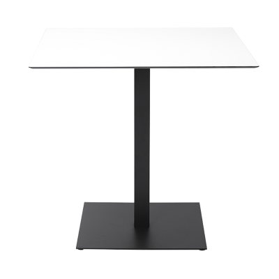 Square outdoor bar table 80x80 cm with white HPL top