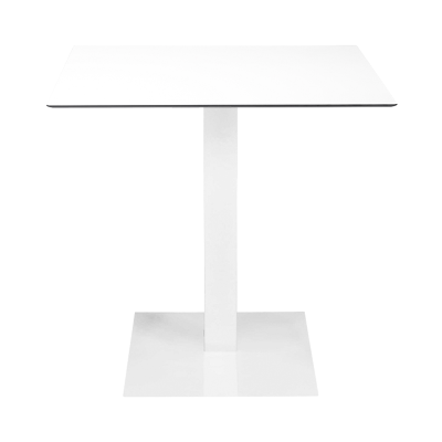 Tavolo bar pub ristorante da esterno 80x80 cm con base e piano in HPL Bianco H 74