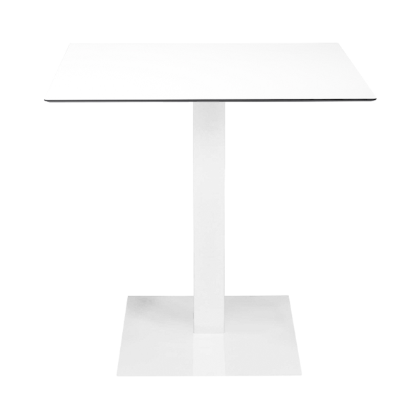 Tavolo bar pub ristorante da esterno 80x80 cm con base e piano in HPL Bianco H 74