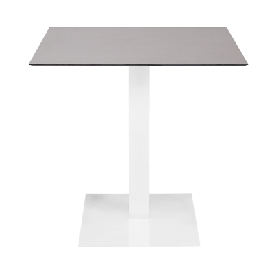 Outdoor-Stehtisch 80x80 cm mit weißem Untergestell und HPL-Zementplatte H 74
