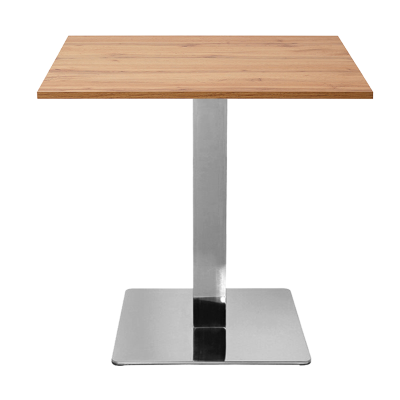 Tavolo bar pub ristorante 80x80 cm base argento e piano laminato Rovere Nodato H 75