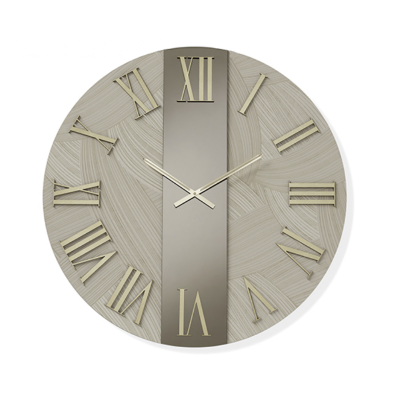 Orologio rotondo D80 cm BILLY in legno rivestito con parato e vetro Bronzo