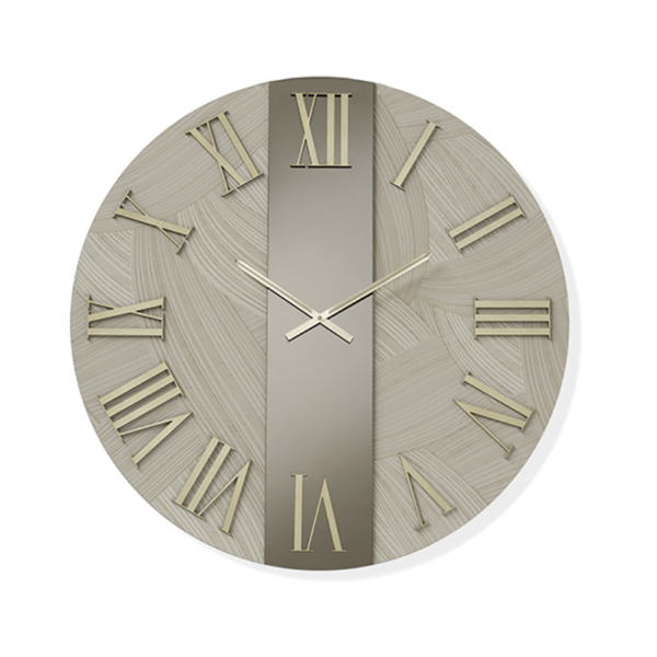 Orologio rotondo D80 cm BILLY in legno rivestito con parato e vetro Bronzo