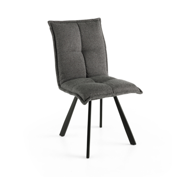 Küchenstuhl aus rauchgrauem Stoff - SILA gepolsterte 2 Stühle
