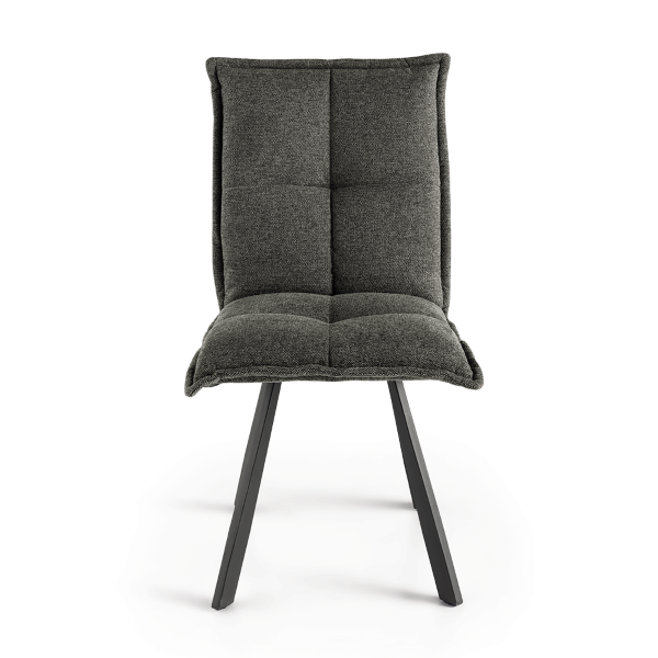 Küchenstuhl aus rauchgrauem Stoff - SILA gepolsterte 2 Stühle