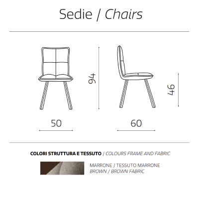 Küchenstuhl aus braunem Stoff - gepolsterte SILA 2 Stühle
