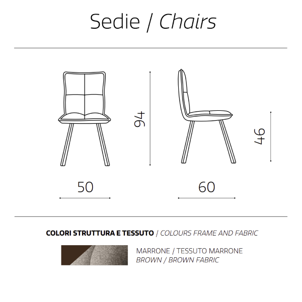 Küchenstuhl aus braunem Stoff - gepolsterte SILA 2 Stühle