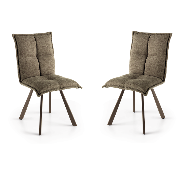 Küchenstuhl aus braunem Stoff - gepolsterte SILA 2 Stühle