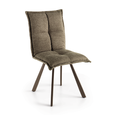 Küchenstuhl aus braunem Stoff - gepolsterte SILA 2 Stühle