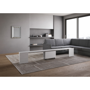 Seduta con ruote allungabile a 300 cm per consolle ELIA Bianco Frassino