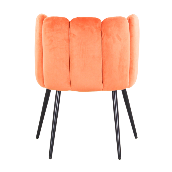 CAPRI Arancio gepolsterter Samtstuhl und schwarze Metallbeine