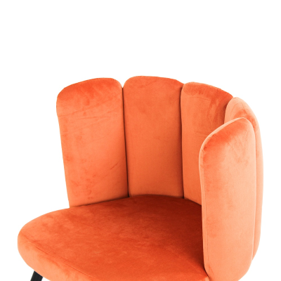 CAPRI Arancio gepolsterter Samtstuhl und schwarze Metallbeine