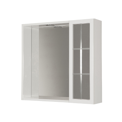 Bathroom mirror 60 cm with 1 door and LED light in Gloss White lacquer