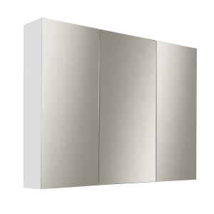 Badezimmerspiegelschrank mit 3 Türen 80xh60 cm aus mattweißem Holz