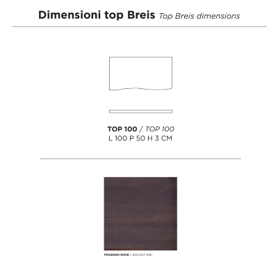 Suspended shelf for bathroom sink 100 cm in BREIS Walnut wood