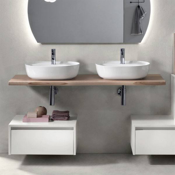BREIS Natural suspended wooden bathroom sink shelf 140 cm