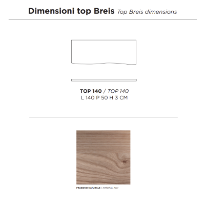 BREIS Natural suspended wooden bathroom sink shelf 140 cm