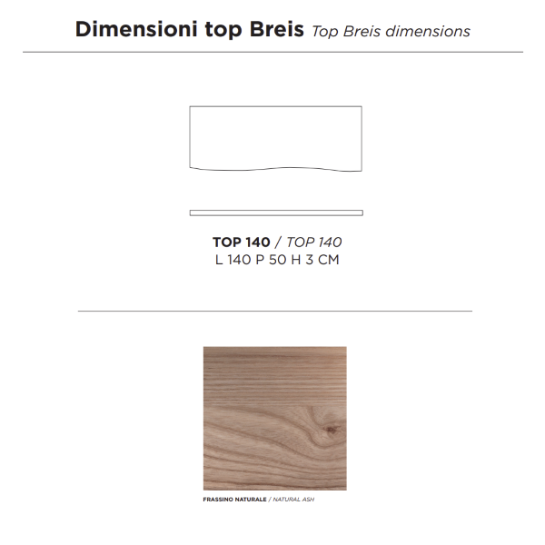 BREIS Natural suspended wooden bathroom sink shelf 140 cm