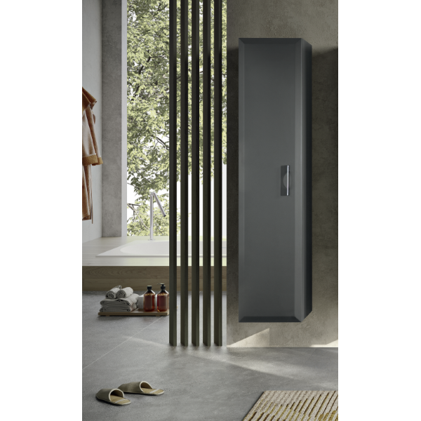 CLEIDE modern reversible bathroom column with 1 matt anthracite door
