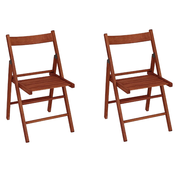 sedia pieghevole in legno CILIEGIO per casa giardino campeggio richiudibile set 2 pz