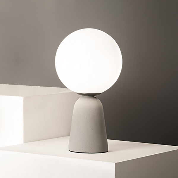 Lámpara de mesa ROCK de cemento y cristal satinado 15x30 cm