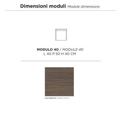 Hängender Badezimmerschrank mit 1 Tür 40 cm aus PIAVE-Walnuss-Melamin