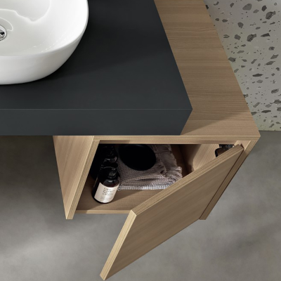 Hängender Badezimmerschrank mit 1 Tür 40 cm aus PIAVE-Eichenmelamin