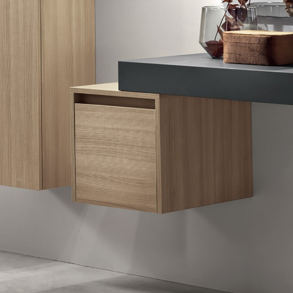 Hängender Badezimmerschrank mit 1 Tür 40 cm aus PIAVE-Eichenmelamin