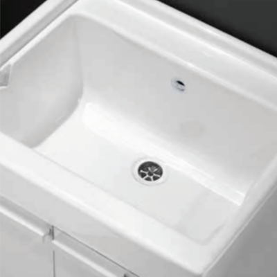 Mobile lavatoio in legno Bianco con 2 ante e vasca in resina 59x51 cm