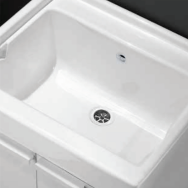 Mobile lavatoio in legno Bianco con 2 ante e vasca in resina 59x51 cm