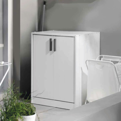 Washing machine cabinet with 2 closing doors 67x60 cm White