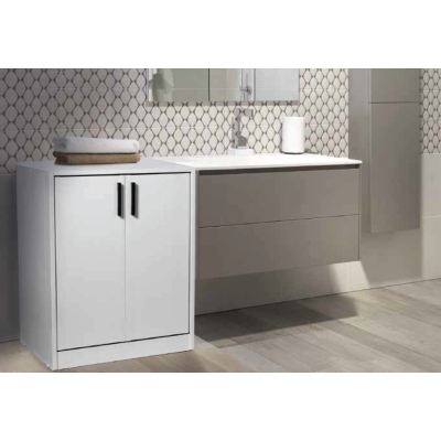 Washing machine cabinet with 2 closing doors 67x60 cm White