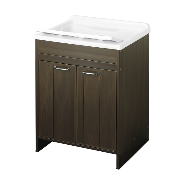 Meuble lavabo 2 portes en PVC wengé avec cuve en résine 60x50 cm