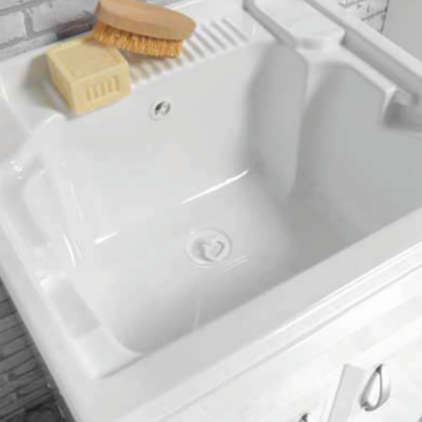 Mobile lavatoio con 2 ante 60x60 cm in Pvc con vasca in resina Bianco 